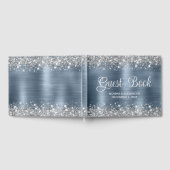 Chic Glittery Dusty Blue Folie Wedding Gastenboek (Volledig)