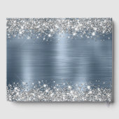 Chic Glittery Dusty Blue Folie Wedding Gastenboek (Achterkant)