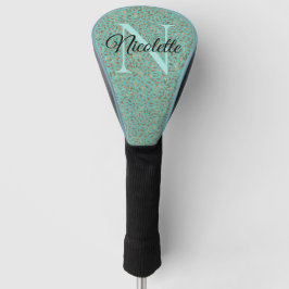 Chic Glittery Feathers Monogram Golfheadcover