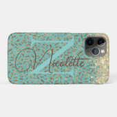 Chic Glittery Feathers Monogram Hoesje-Mate Case-Mate iPhone Case (Achterkant (horizontaal))