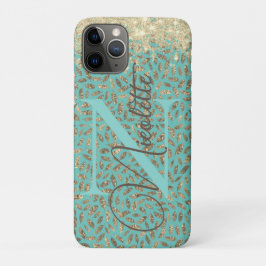 Chic Glittery Feathers Monogram Hoesje-Mate Case-Mate iPhone Case