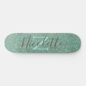 Chic Glittery Feathers Monogram Skateboard (Horizontaal)