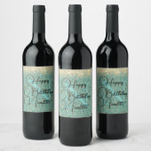 Chic Glittery Feathers Monogram Wine Label Wijn Etiket (Flessen)