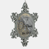 Chic Glittery Mandala Monogram Familienaam Tin Sneeuwvlok Ornament (Links)