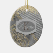 Chic Glittery Mandala Monogram Keramisch Ornament (Rechts)