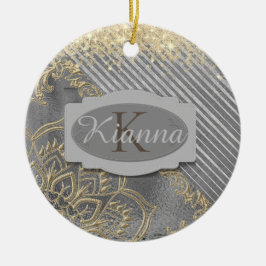 Chic Glittery Mandala Monogram Keramisch Ornament