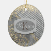 Chic Glittery Mandala Monogram Keramisch Ornament (Links)
