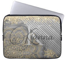 Chic Glittery Mandala Monogram laptophoes