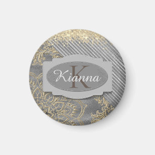 Chic Glittery Mandala Monogram Magneet