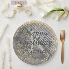 Chic Glittery Mandala Monogram Paper Borden Papieren Bordje