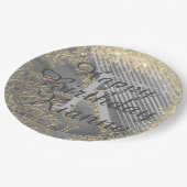 Chic Glittery Mandala Monogram Paper Borden Papieren Bordje (Gekanteld)