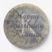 Chic Glittery Mandala Monogram Paper Borden Papieren Bordje (Voorkant)