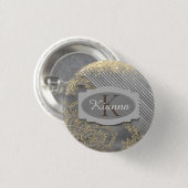 Chic Glittery Mandala Monogram Ronde Button 3,2 Cm (Voorkant /achterkant)