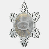 Chic Glittery Mandala Monogram Tin Sneeuwvlok Ornament (Rechts)