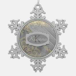Chic Glittery Mandala Monogram Tin Sneeuwvlok Ornament