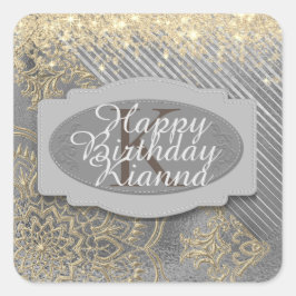 Chic Glittery Mandala Monogram Vierkante Sticker