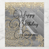 Chic Glittery Mandala Monogram Wine Label Wijn Etiket (Enkel label)