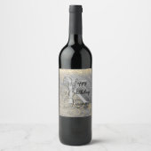 Chic Glittery Mandala Monogram Wine Label Wijn Etiket (Voorkant)