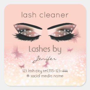 Chic glittery sparkle lash-reiniger vierkante sticker