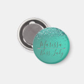 Chic Glittery Turquiose Boss Lady Magneet (Voorkant / Achterkant)