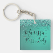 Chic Glittery Turquiose Boss Lady Sleutelhanger (voorkant)