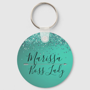 Chic Glittery Turquiose Boss Lady Sleutelhanger