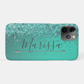 Chic Glittery Turquiose, op maat gemaakt Case-Mate iPhone Case (Achterkant (horizontaal))