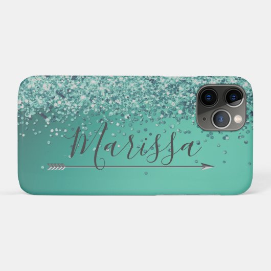 Chic Glittery Turquiose, op maat gemaakt Case-Mate iPhone Case (Achterkant (horizontaal))