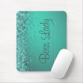 Chic Glittery Turquiose Personalized Boss Lady Muismat (Met muis)