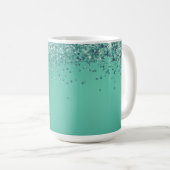 Chic Glittery Turquoise Personalized Boss Lady Koffiemok (Voorkant rechts)