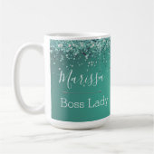 Chic Glittery Turquoise Personalized Boss Lady Koffiemok (Links)