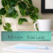 Chic Glittery Turquoise Personalized Boss Lady Naambordje