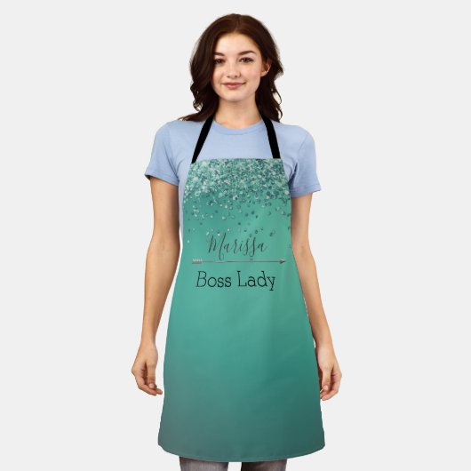 Chic Glittery Turquoise Personalized Boss Lady Schort (Gedragen)