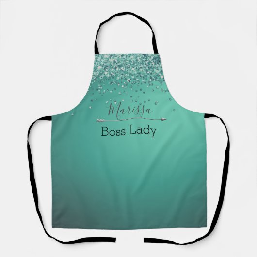Chic Glittery Turquoise Personalized Boss Lady Schort (Voorkant)