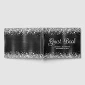 Chic Glittery Zwart Folie Bruiloft Gastenboek (Volledig)