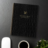Chic Glossy Black Crocodile Gold Notaris Publiek Notitieboek