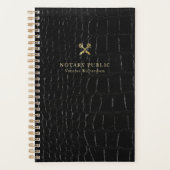 Chic Glossy Black Crocodile Gold Notaris Publiek Planner (Voorkant)