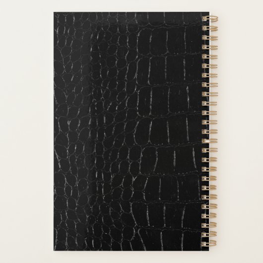 Chic Glossy Black Crocodile Gold Notaris Publiek Planner (Achterkant)
