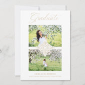 Chic Gold 2 Photos Ornament Sophisticated Graduate Kaart (Voorkant)