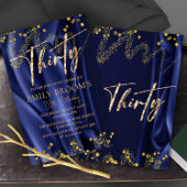 Chic Gold 30th Birthday Royal Blue Invitation Kaart