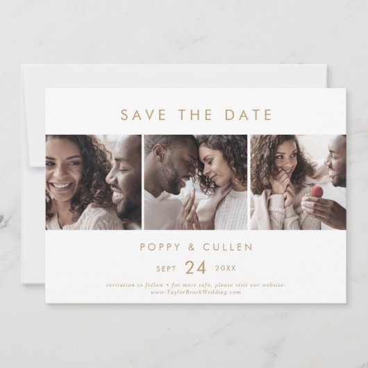Chic Gold 3 Fotosjabloon Opslaan datum Save The Date (Voorkant)