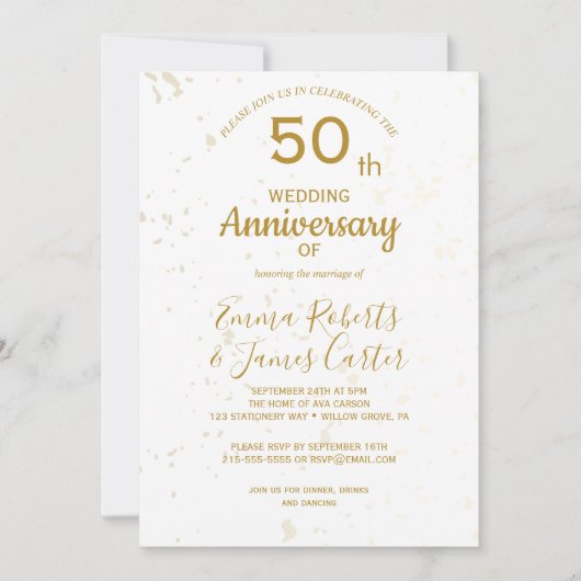 Chic Gold 50ste bruiloft Jubileum Kaart (Voorkant)