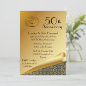 Chic Gold 50ste huwelijksjubileum uitnodiging (Staand voorkant)