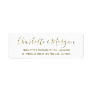 Chic Gold aangepaste script modern elegant Wedding Etiket