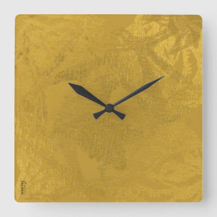 Chic Gold Abstract Floral Vierkante Klok