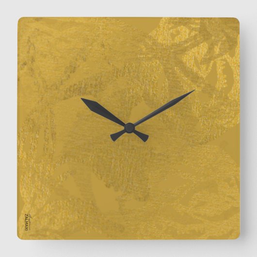 Chic Gold Abstract Floral Vierkante Klok (Voorkant)
