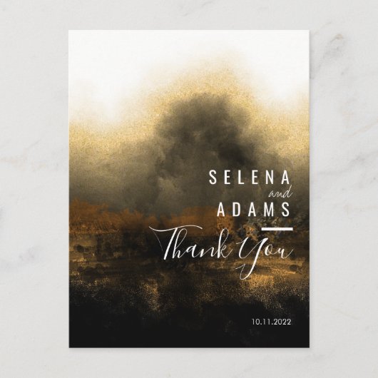 Chic Gold Abstract Typografie Weddenschap Hartelij Briefkaart (Voorkant)