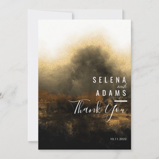 Chic Gold Abstract Typography Wedding Bedankkaart (Voorkant)