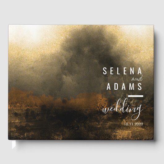 Chic Gold Abstract Typography Wedding Gastenboek (Voorkant)