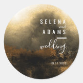 Chic Gold Abstract Typography Wedding Ronde Sticker (Voorkant)